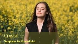  Presentation with rapeseed - Amazing slide set having portrait of young woman enjoy sun in rapeseed field backdrop and a tawny brown colored foreground