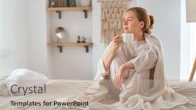  Presentation with beverages - Presentation design with portrait-of-young-woman-enjoying background and a mint green colored foreground