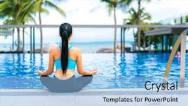  Presentation with luxury travel - Audience pleasing PPT layouts consisting of portrait of young woman fitness backdrop and a  colored foreground