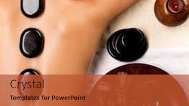  Presentation with spa concept stone - PPT theme enhanced with portrait of young woman getting hot stone massage in spa salon beauty treatment concept background and a red colored foreground
