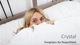  Presentation with quilt - Beautiful slide deck featuring portrait of young woman peeking over quilt backdrop and a white colored foreground