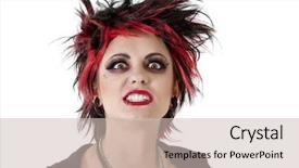  Presentation with teeth - Amazing presentation design having portrait of young woman showing teeth over white background backdrop and a soft green colored foreground