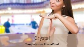  Presentation with time - PPT theme featuring portrait-of-young-woman-showing background and a coral colored foreground