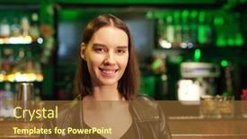  Presentation with pub - PPT layouts enhanced with portrait-of-young-woman-smiling background and a tawny brown colored foreground