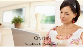  Presentation with home office - Cool new PPT theme with portrait-of-young-woman-tele backdrop and a lemonade colored foreground