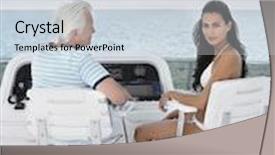  Presentation with yacht - PPT theme having sea - view of caldera with blu background and a light blue colored foreground