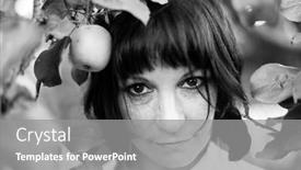  Presentation with orchard - PPT theme with portrait-of-young-woman background and a gray colored foreground