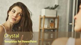  Presentation with mirror - Slide deck consisting of portrait-of-young-woman background and a  colored foreground