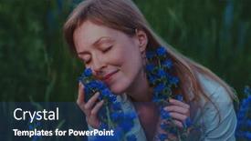  Presentation with flowers - Slide deck enhanced with portrait-of-young-woman background and a  colored foreground