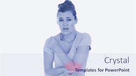  Presentation with pain - PPT theme consisting of portrait-of-young-woman background and a sky blue colored foreground