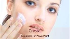  Presentation with skin health - Beautiful PPT theme featuring portrait of young woman with health skin of face backdrop and a lemonade colored foreground