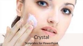  Presentation with skin health - Audience pleasing slide set consisting of portrait of young woman with health skin of face backdrop and a lemonade colored foreground