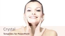  Presentation with skin health - PPT layouts enhanced with portrait of young woman with health skin of face background and a lemonade colored foreground