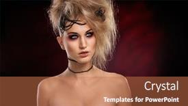  Presentation with scary halloween - PPT theme with portrait of young woman in scary halloween makeup looking away background and a red colored foreground