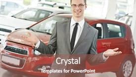  Presentation with car dealer - Presentation design enhanced with portrait og salesperson or manager background and a tawny brown colored foreground