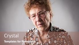  Presentation with woman sad - Cool new PPT layouts with portrait-old-woman-sad-adult backdrop and a coral colored foreground