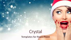  Presentation with indian woman face beauty - Audience pleasing slide set consisting of portrait over winter snow wide backdrop and a sky blue colored foreground