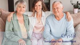  Presentation with free family - Presentation theme with portrait-overjoyed-attractive-young-woman background and a lemonade colored foreground