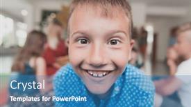  Presentation with preschool - PPT layouts consisting of portrait-photo-of-a-smiling background and a teal colored foreground