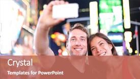  Presentation with times square - Presentation theme consisting of portrait photo on times square background and a coral colored foreground