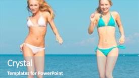  Presentation with paradise - Slide set featuring portrait playing in paradise background and a teal colored foreground