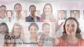  Presentation with composite - Audience pleasing slides consisting of portrait profiles of different people backdrop and a soft green colored foreground