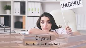  Presentation with lawyer - Colorful PPT theme enhanced with portrait-puzzled-young-female-lawyer backdrop and a coral colored foreground