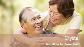  Presentation with senior asian - Audience pleasing slide deck consisting of portrait romantic senior asian couple backdrop and a coral colored foreground