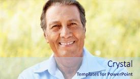  Presentation with outdoors - Colorful presentation enhanced with portrait senior hispanic man outdoors backdrop and a sky blue colored foreground