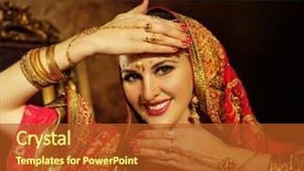  Presentation with golden woman - Slide set featuring portrait smiling of beautiful indian background and a red colored foreground