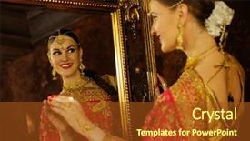  Presentation with golden woman - Amazing slide set having portrait smiling of beautiful indian backdrop and a tawny brown colored foreground