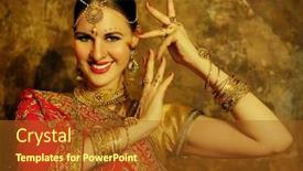  Presentation with golden woman - PPT theme featuring portrait-smiling-of-beautiful-indian background and a tawny brown colored foreground