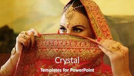  Presentation with golden woman - Slides featuring portrait-smiling-of-beautiful-indian background and a tawny brown colored foreground