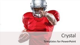  Presentation with sports - Beautiful theme featuring portrait sports player in red backdrop and a lemonade colored foreground