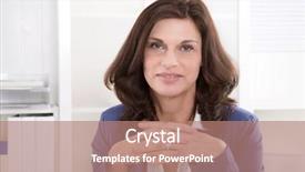  Presentation with older woman - PPT theme featuring portrait successful older business woman background and a coral colored foreground