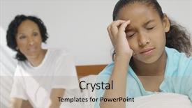  Presentation with headache - Audience pleasing presentation consisting of portrait-suffering-a-headache backdrop and a coral colored foreground