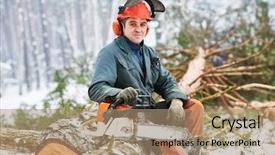  Presentation with timber harvest - Theme featuring timber harvest - lumberjack portrait tree in snow background and a coral colored foreground