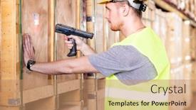  Presentation with inventory - Beautiful theme featuring portrait-white-caucasian-warehouse-worker backdrop and a coral colored foreground