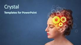  Presentation with gears - Presentation having portrait with gears and brainstorming background and a ocean colored foreground