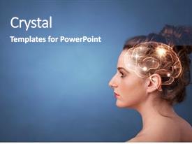  Presentation with brain - Colorful presentation theme enhanced with portrait with lighting brain backdrop and a teal colored foreground