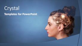  Presentation with lighting - PPT theme having portrait with lighting brain and brainstorming concept background and a teal colored foreground