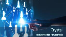  Presentation with hand touching finger digital - Colorful PPT theme enhanced with portraits and a world map backdrop and a  colored foreground