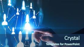  Presentation with hand touching finger digital - PPT layouts enhanced with portraits and a world map background and a  colored foreground