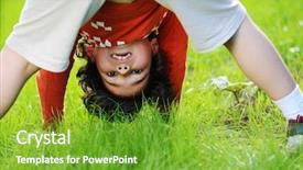  Presentation with kids playing - Audience pleasing presentation design consisting of portraits of happy kids playing backdrop and a shamrock green colored foreground
