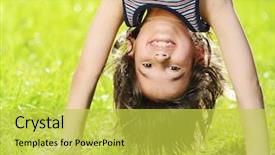  Presentation with happy korean kids - Cool new slide set with portraits of happy kids playing backdrop and a yellow colored foreground