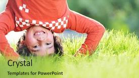  Presentation with kids playing - Presentation consisting of portraits of happy kids playing background and a yellow colored foreground