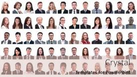  Presentation with employees - PPT theme consisting of portraits-of-successful-employees-isolated background and a lemonade colored foreground