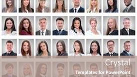  Presentation with successful - Slide set consisting of portraits-of-successful-young-businessmen background and a coral colored foreground