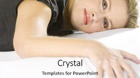  Presentation with woman - Cool new presentation design with portrate - portrat of lying woman backdrop and a  colored foreground