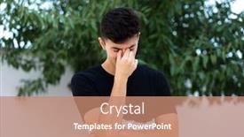  Presentation with sad - PPT theme with portratif-of-a-sad-teenager background and a coral colored foreground